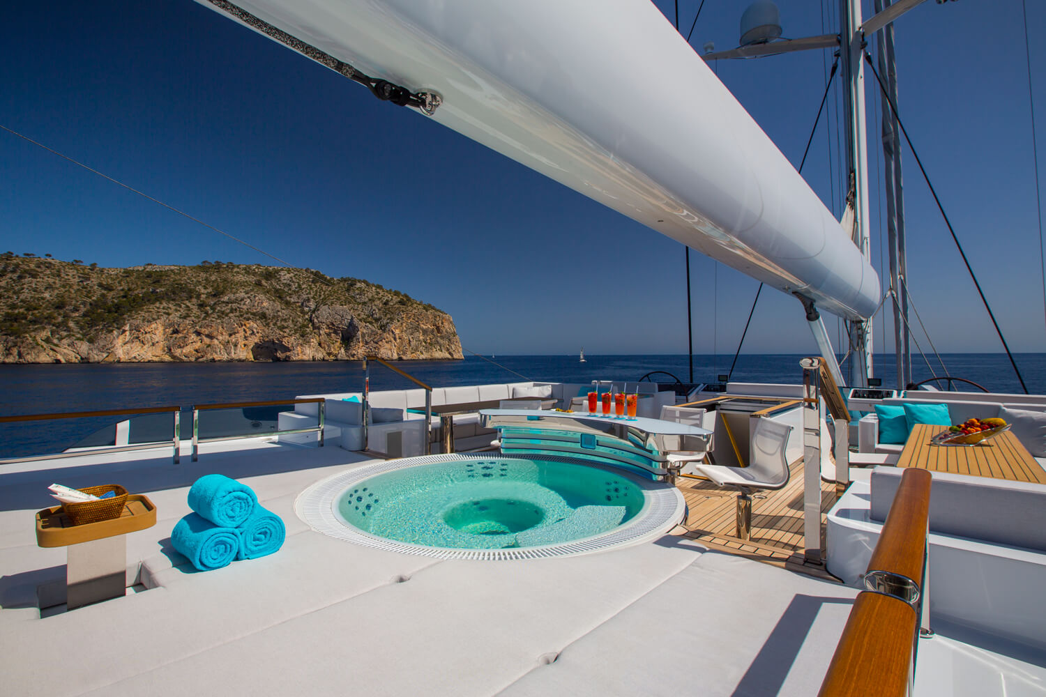 small yacht with jacuzzi